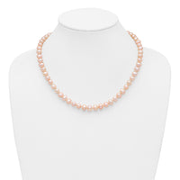 14k 7-8mm Pink Near Round Freshwater Cultured Pearl Necklace-PPN070-18