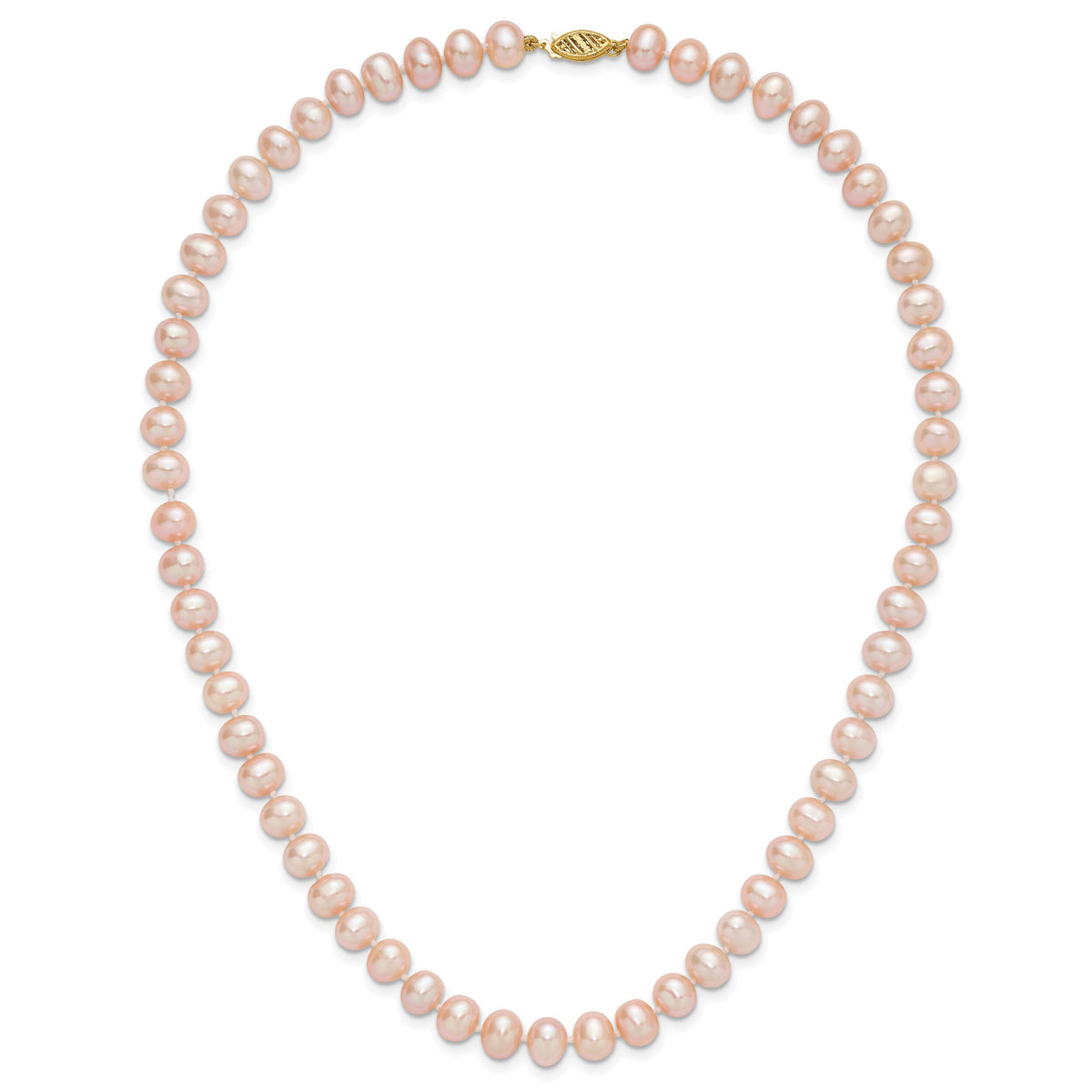 14k 7-8mm Pink Near Round Freshwater Cultured Pearl Necklace-PPN070-18