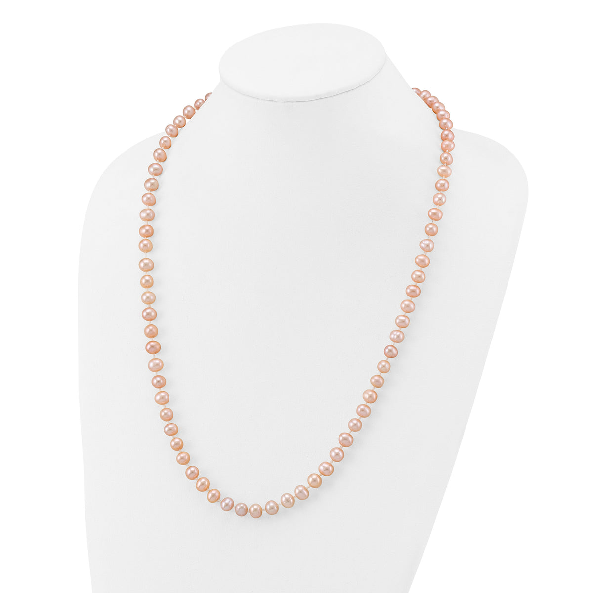 14k 7-8mm Pink Near Round Freshwater Cultured Pearl Necklace-PPN070-24