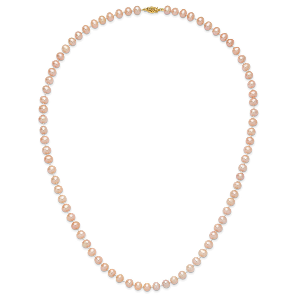 14k 7-8mm Pink Near Round Freshwater Cultured Pearl Necklace-PPN070-24