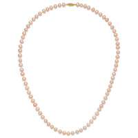 14k 7-8mm Pink Near Round Freshwater Cultured Pearl Necklace-PPN070-24