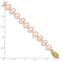 14k 7-8mm Pink Near Round Freshwater Cultured Pearl Bracelet-PPN070-7.5