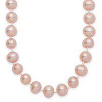 14k 7-8mm Pink Near Round Freshwater Cultured Pearl Necklace-PPN070-16