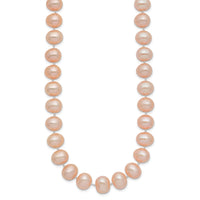 14k 8-9mm Pink Near Round Freshwater Cultured Pearl Necklace-PPN080-16