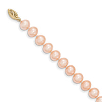 14k 8-9mm Pink Near Round Freshwater Cultured Pearl Necklace-PPN080-18
