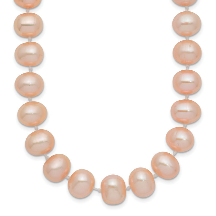 14k 8-9mm Pink Near Round Freshwater Cultured Pearl Necklace-PPN080-24