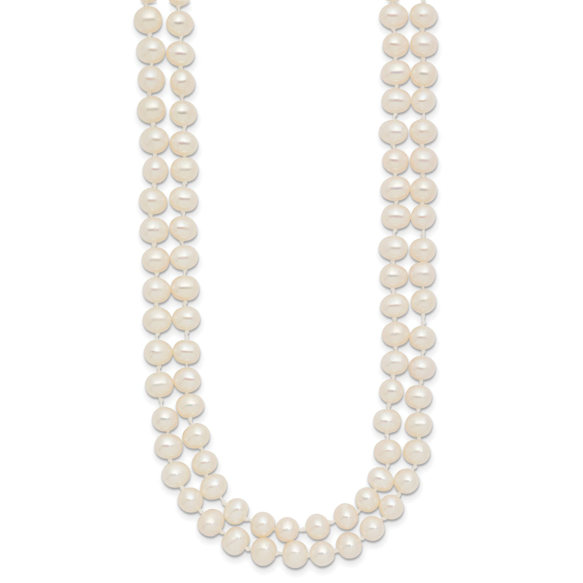 14k 5-6mm Near Rnd White FWC Pearl Double Strand 18in Necklace-PR13-18
