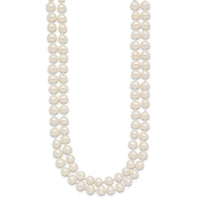 14k 5-6mm Near Rnd White FWC Pearl Double Strand 18in Necklace-PR13-18
