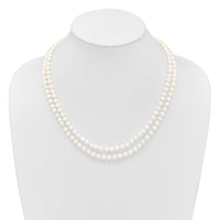 14k 5-6mm Near Rnd White FWC Pearl Double Strand 18in Necklace-PR13-18