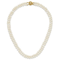 14k 5-6mm Near Rnd White FWC Pearl Double Strand 18in Necklace-PR13-18