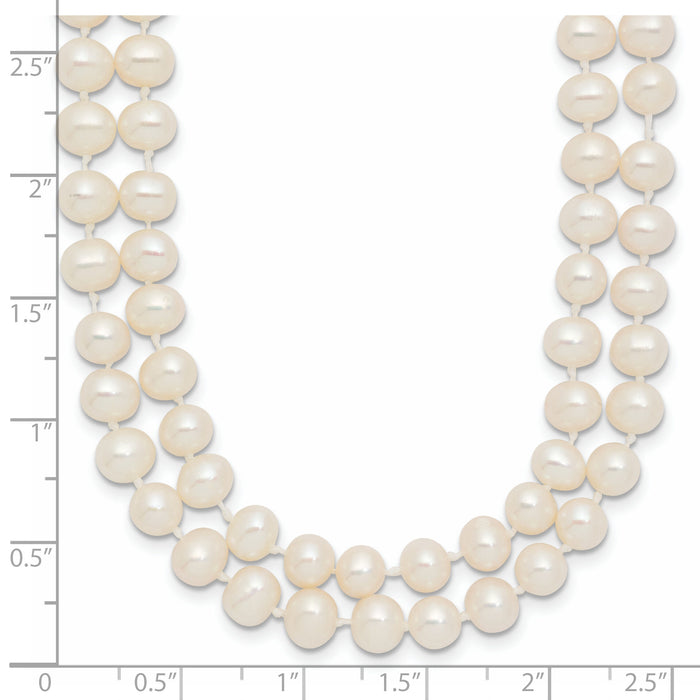 14k 5-6mm Near Rnd White FWC Pearl Double Strand 18in Necklace-PR13-18
