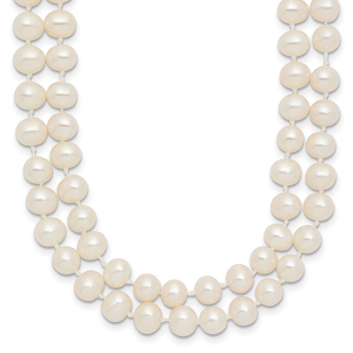 14k 5-6mm Near Rnd White FWC Pearl Double Strand 18in Necklace-PR13-18