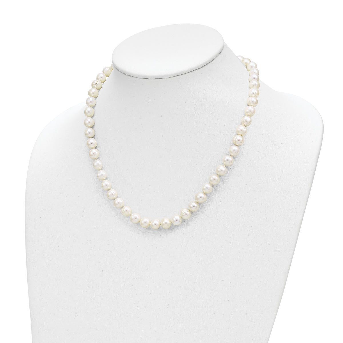 14k 7.5-9mm White Freshwater Cultured Pearl Graduated Necklace-PR19-18