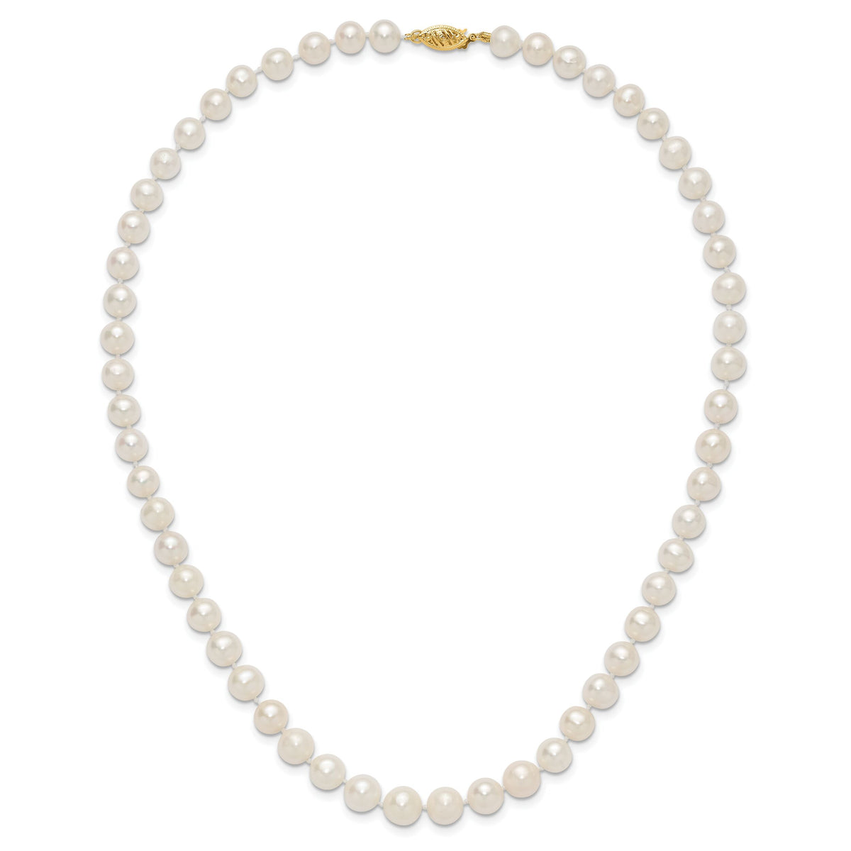 14k 7.5-9mm White Freshwater Cultured Pearl Graduated Necklace-PR19-18