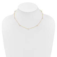 14K 4-5mm White Near Round Freshwater Cultured Pearl 8-station Necklace-PR52-16