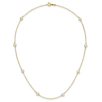 14K 4-5mm White Near Round Freshwater Cultured Pearl 8-station Necklace-PR52-18
