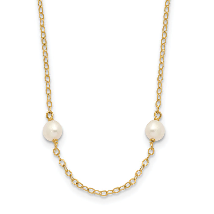 14K 4-5mm White Near Round Freshwater Cultured Pearl 8-station Necklace-PR52-16