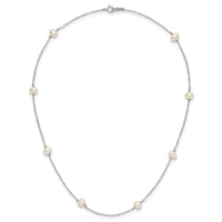 14K WG 4-5mm White Near Round FW Cultured Pearl 8-station Necklace-PR53-18