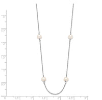 14K WG 4-5mm White Near Round FW Cultured Pearl 8-station Necklace-PR53-16