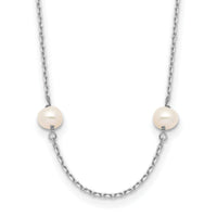 14K WG 4-5mm White Near Round FW Cultured Pearl 8-station Necklace-PR53-16
