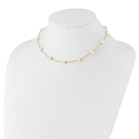 14K 5.5-6.5mm White Near Round FW Cultured Pearl 12-station Necklace-PR56-18