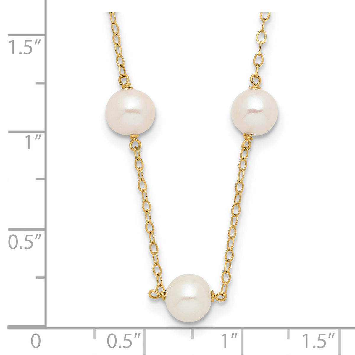 14K 5.5-6.5mm White Near Round FW Cultured Pearl 12-station Necklace-PR56-16