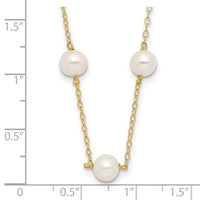 14K 5.5-6.5mm White Near Round FW Cultured Pearl 12-station Necklace-PR56-16