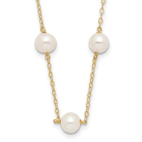 14K 5.5-6.5mm White Near Round FW Cultured Pearl 12-station Necklace-PR56-16