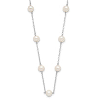 14K WG 5.5-6.5mm White Near Round FWC Pearl 12-station Necklace-PR56W-16