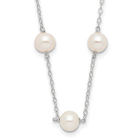 14K WG 5.5-6.5mm White Near Round FWC Pearl 12-station Necklace-PR56W-16