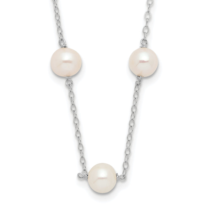 14K WG 5.5-6.5mm White Near Round FWC Pearl 12-station Necklace-PR56W-18