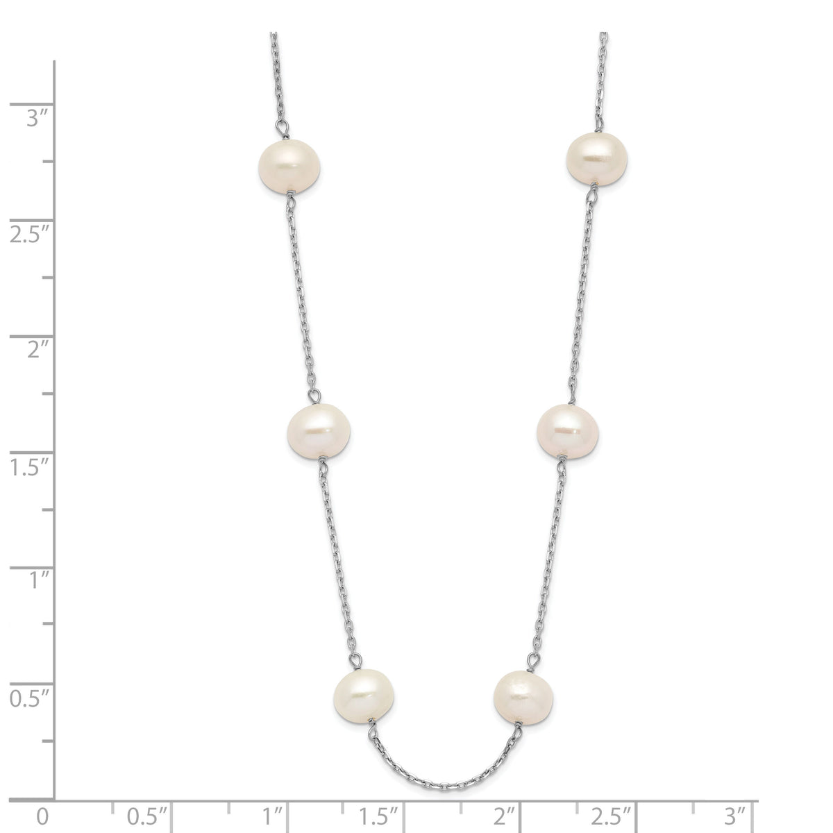 14K White Gold 6-7mm Near-Round FW Cultured Pearl 12-station Necklace-PR57-18