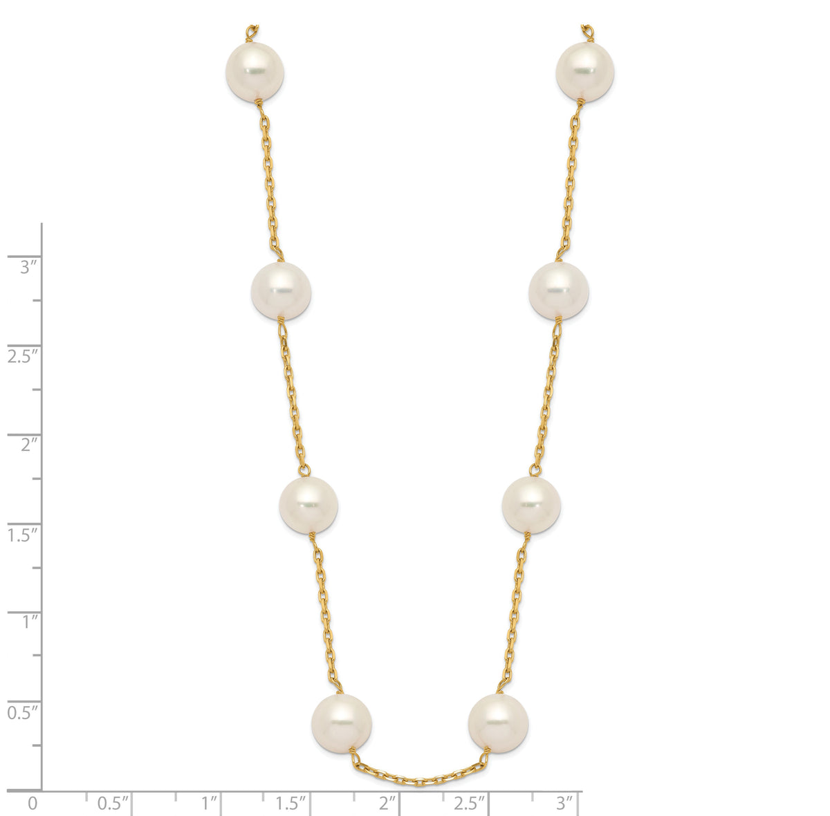 14K 8-9mm White Near-Round Freshwater Cultured Pearl 14-station Necklace-PR61-18