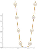 14K 8-9mm White Near-Round Freshwater Cultured Pearl 14-station Necklace-PR61-18