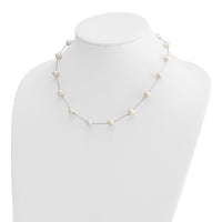 14K White Gold 8-9mm White Freshwater Cultured Pearl 14-station Necklace-PR62-18