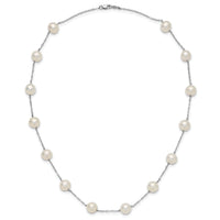 14K White Gold 8-9mm White Freshwater Cultured Pearl 14-station Necklace-PR62-18