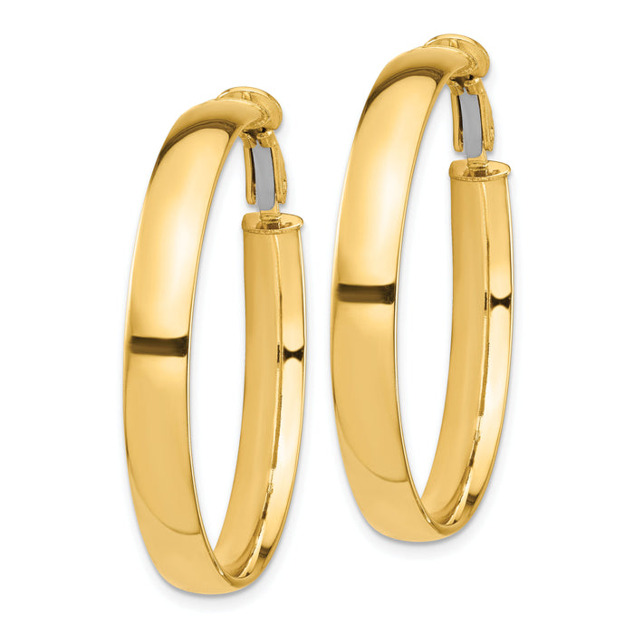 14k High Polished 5mm Omega Back Hoop Earrings-PRE1001
