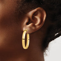 14k High Polished 5mm Omega Back Hoop Earrings-PRE1001
