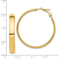 14k High Polished 5mm Omega Back Hoop Earrings-PRE1001
