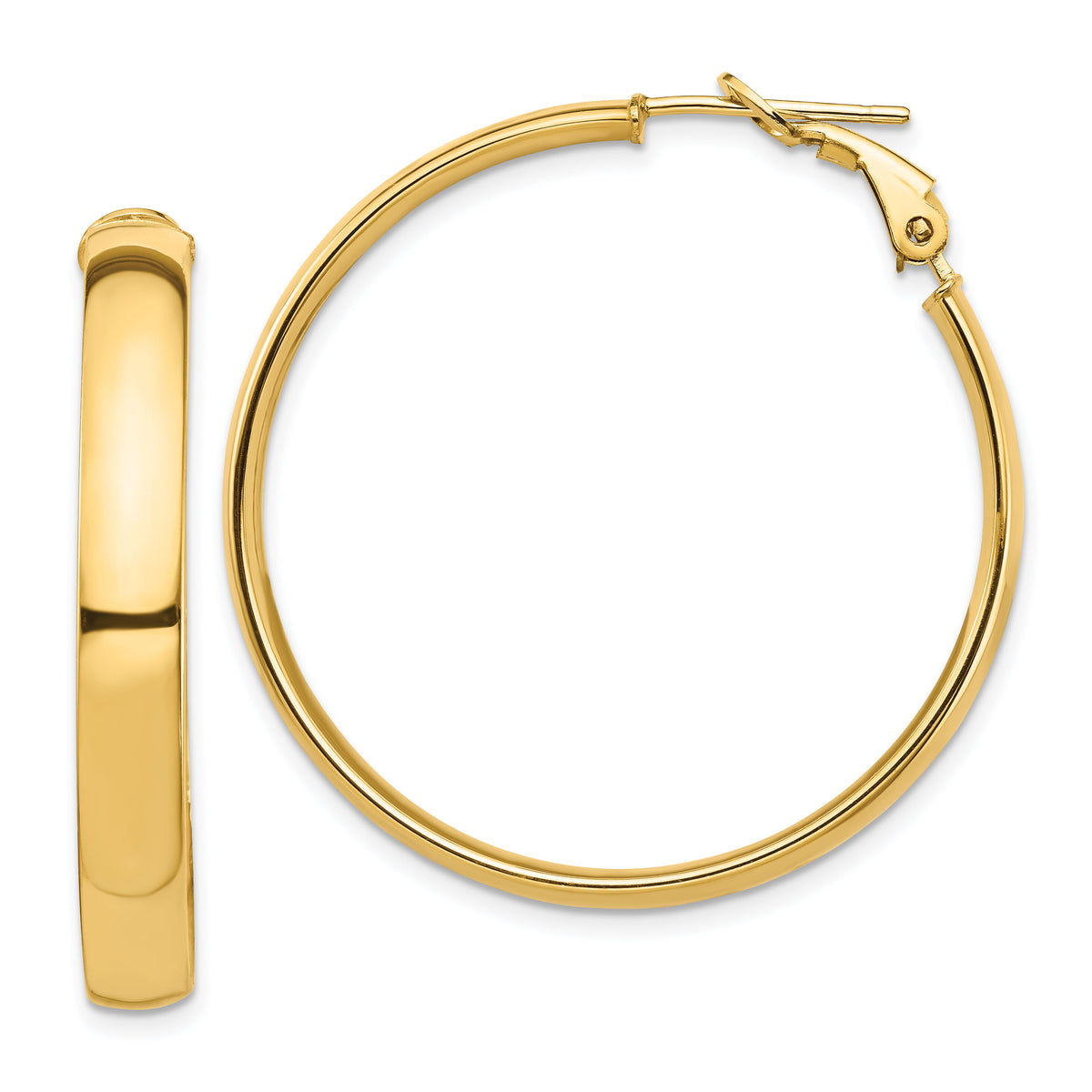14k High Polished 5mm Omega Back Hoop Earrings-PRE1001