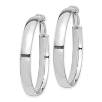 14k White Gold High Polished 5mm Omega Back Hoop Earrings-PRE1001W