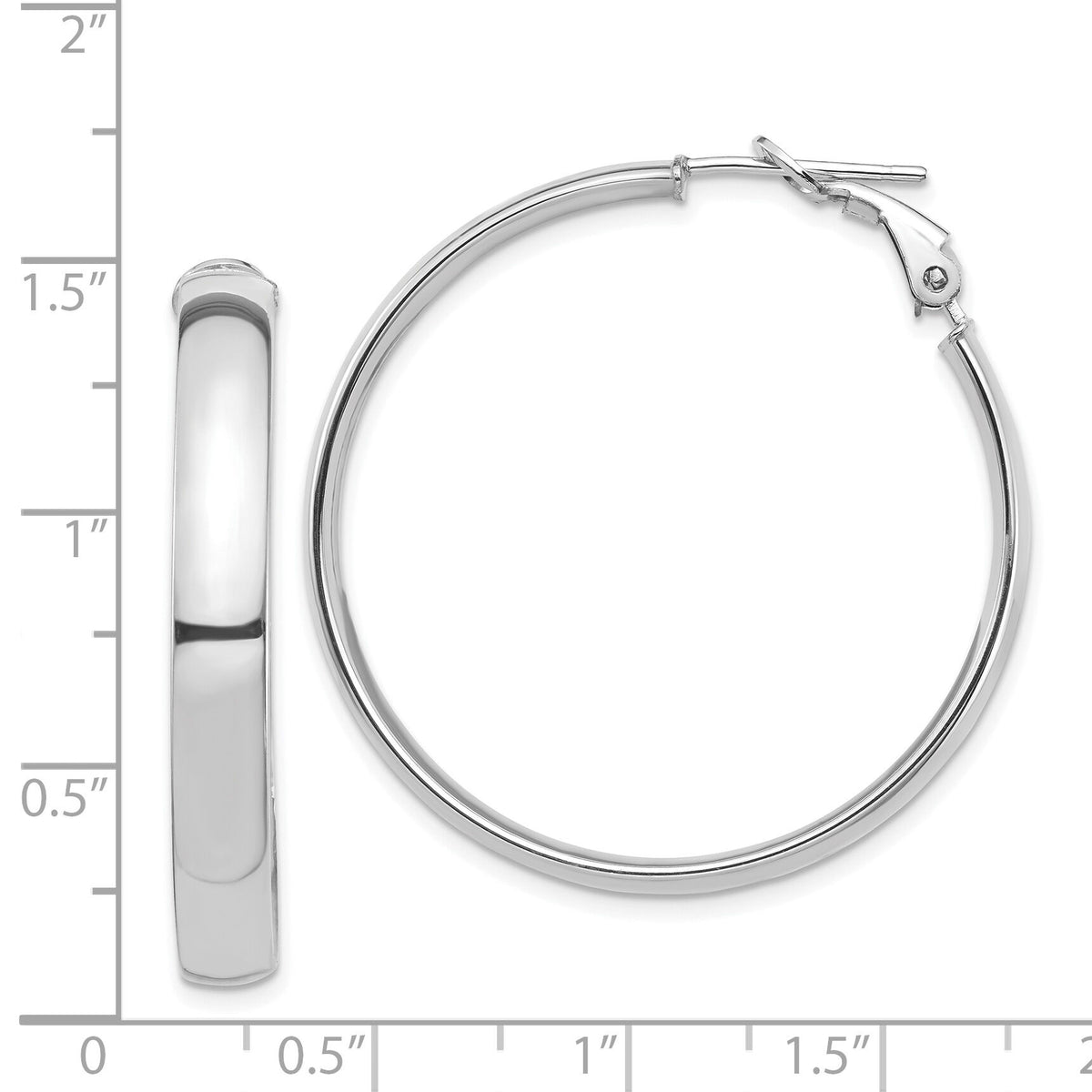 14k White Gold High Polished 5mm Omega Back Hoop Earrings-PRE1001W
