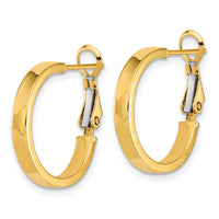 14k 3mm Polished Square Tube Round Hoop Earrings-PRE1018