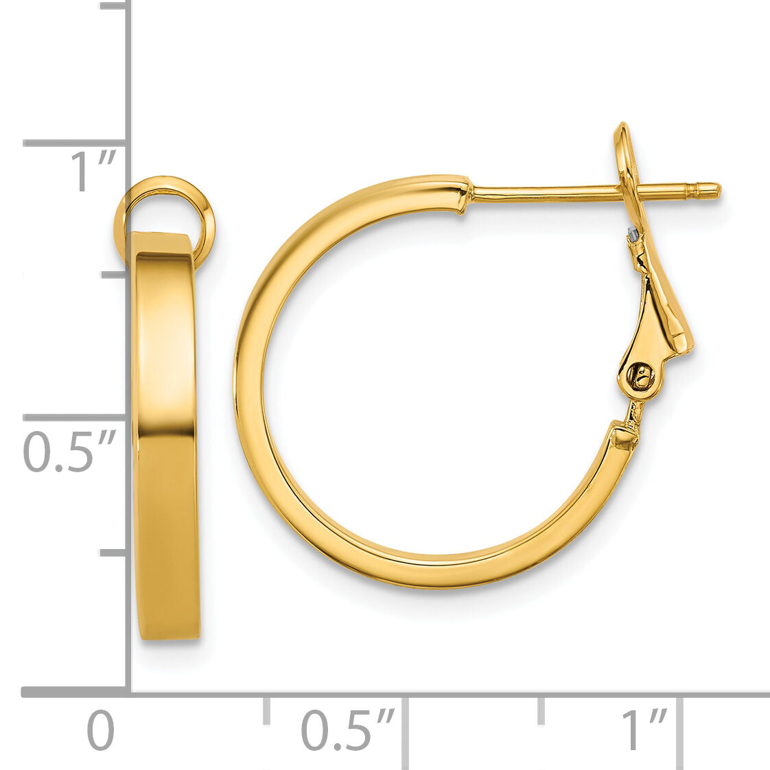 14k 3mm Polished Square Tube Round Hoop Earrings-PRE1018