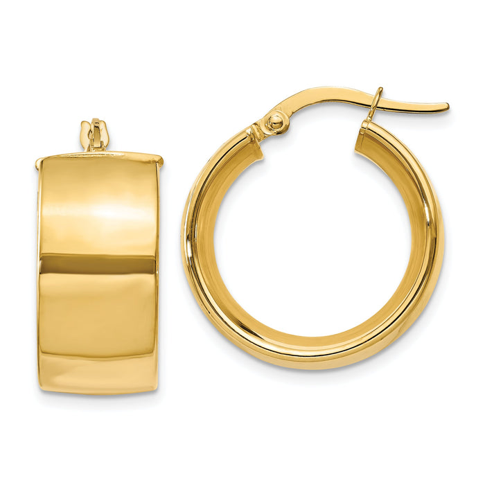 14k 9.75mm Polished Round Hoop Earrings-PRE192