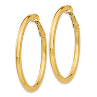 14k 3x41mm Polished Round Omega Back Hoop Earrings-PRE224