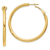 14k 3x41mm Polished Round Omega Back Hoop Earrings-PRE224