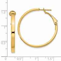 14k 3x35mm Polished Square Tube Round Hoop Earrings-PRE230
