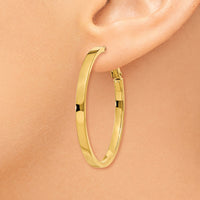14k 3x40mm Polished Square Tube Round Hoop Earrings-PRE231