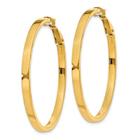 14k 3x45mm Polished Square Tube Round Hoop Earrings-PRE232